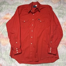 Vintage Wrangler X-Long Tails Brushpopper Pearl Snap Shirt Mens XL Red Western