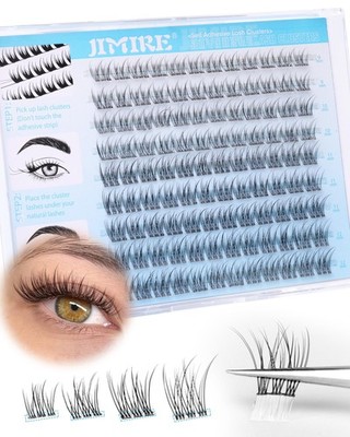 Natural Self Adhesive Eyelashes Wispy Pre Glued Lash Clusters No Glue Needed ...