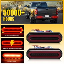 For 2X Car Truck Trailer Universal ABS+PC Tail Brake Light Red&amber Lamps Light