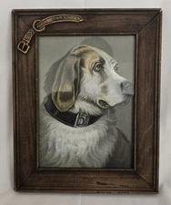 Scarce Antique UMC Hunting Dog Litho in Orig Belt Horseshoe  Frame Early 1900s