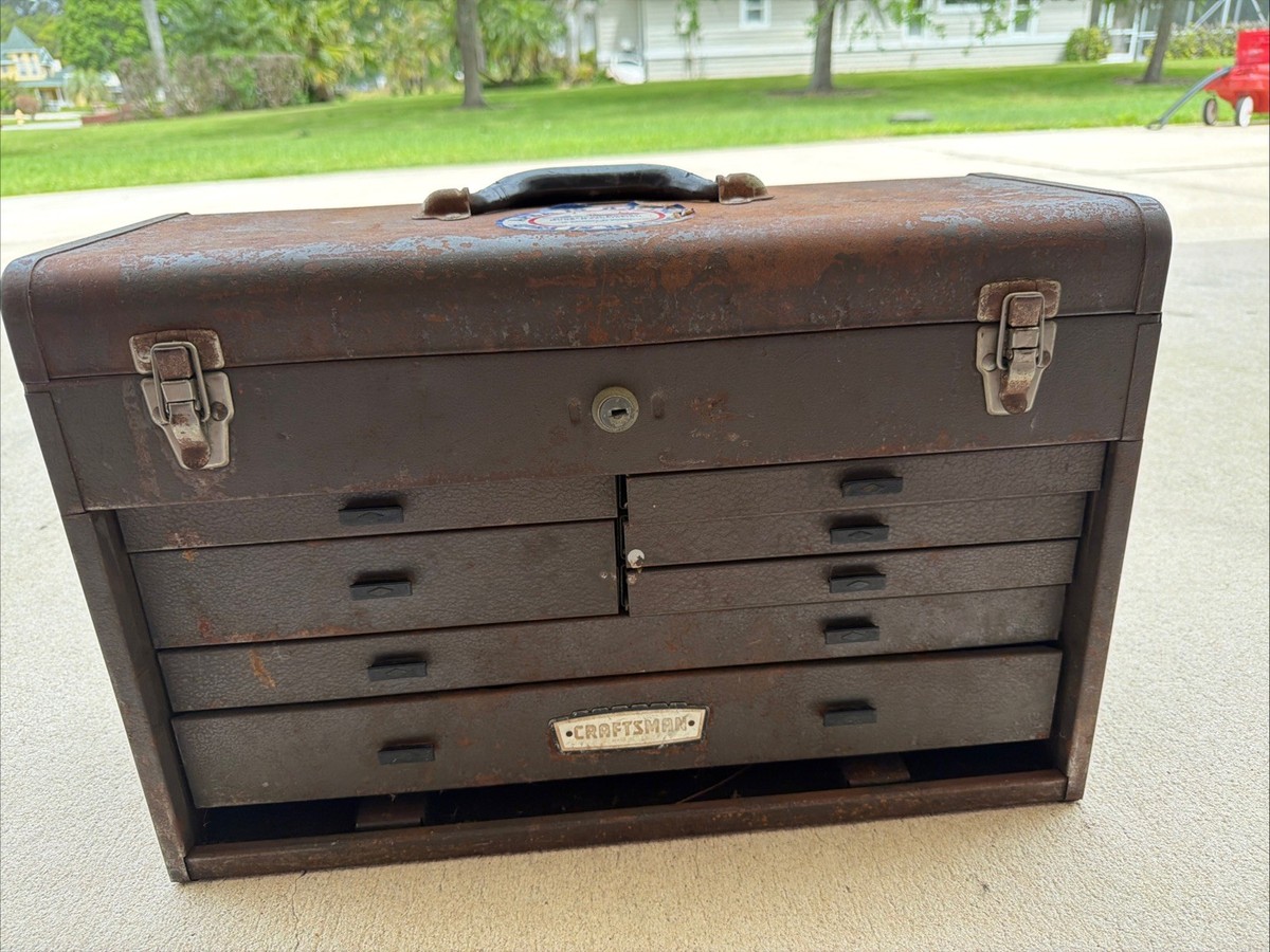 Craftsman Machinist Tool Box Made 7 Drawer W/ One Top Bin Vintage