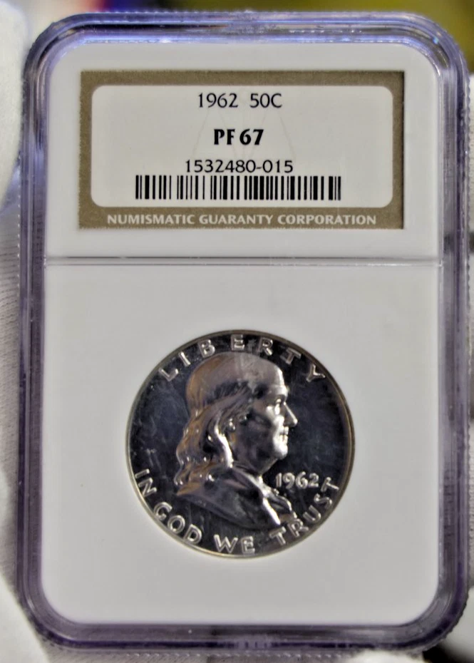プルーフ PR67)アメリカ合衆国 フランクリン ハーフダラー銀貨 1962