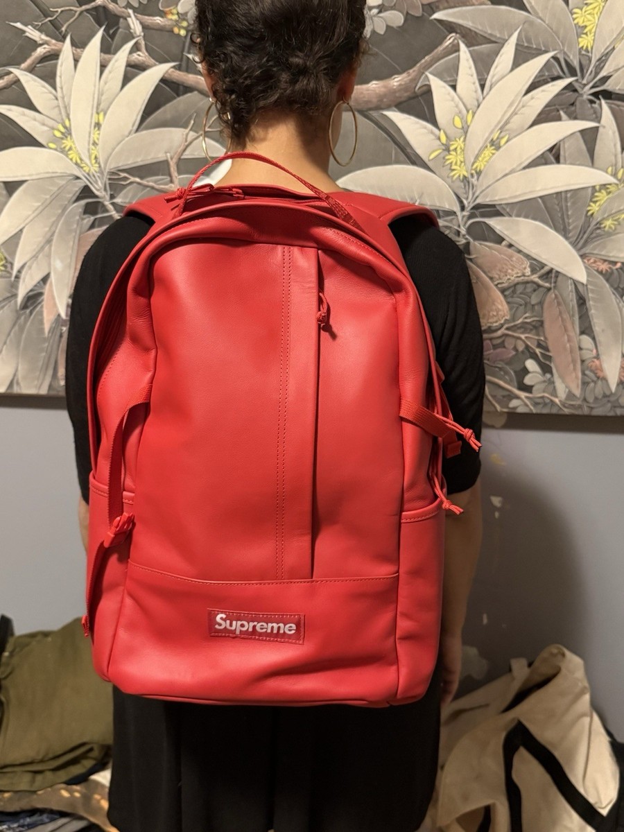 Supreme Red Leather Backpack FW23 100% AUTHENTIC Brand New