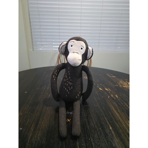 Pillowfort Monkey Figural Throw Pillow Kids 12in Brown Excellent Herringbone