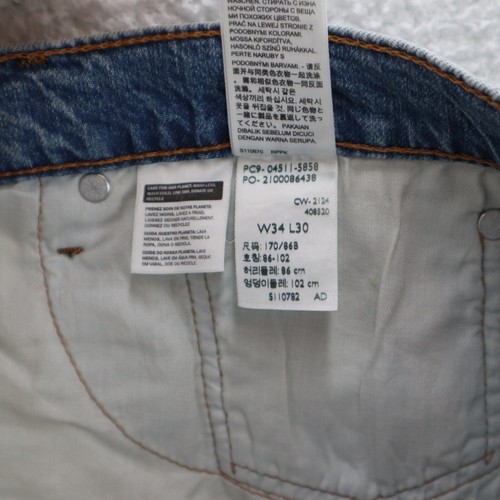 Levi's Jeans Men's 34x30 Blue 511 Slim Fit Medium Wash Denim Straight Distressed - Picture 11 of 13