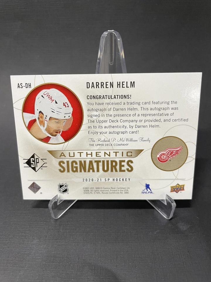 2020-21 Upper Deck SP Hockey Darren Helm Authentic Auto Autograph 1:1600 Wings! - Image 2 of 2