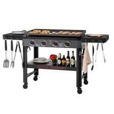 Royal Gourmet 34-Inch 4-Burner Propane Gas Griddle with Collapsible Side Shelves