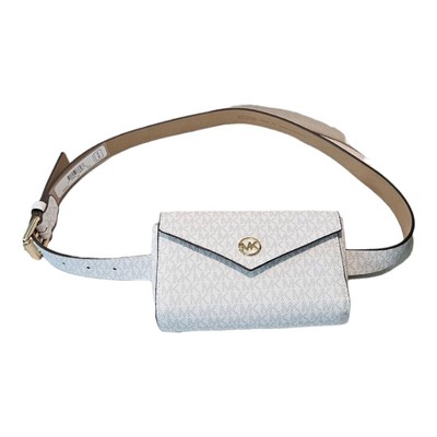 Michael Kors Womens Brown Monogram Adjustable Phone Belt Bag Handbag Size S/M