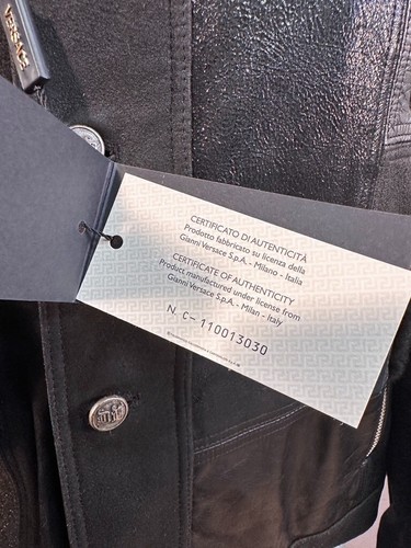 NOS Gianni Versace Men's Black Leather & Shearling Jacket (EU Size 48) - Picture 10 of 16