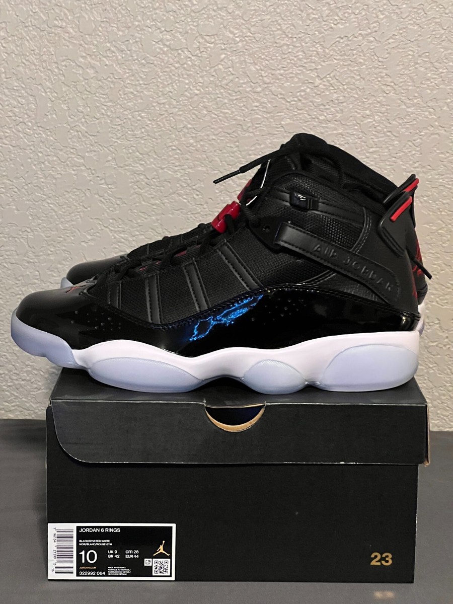 Air Jordan 6 Rings Black Gym Red White 322992-064 Men display picture 1