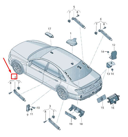 NOUVEL AMPLIFICATEUR D'ANTENNE SUPÉRIEUR GAUCHE AUDI A8 4N 4N0035225C ORIGINAL