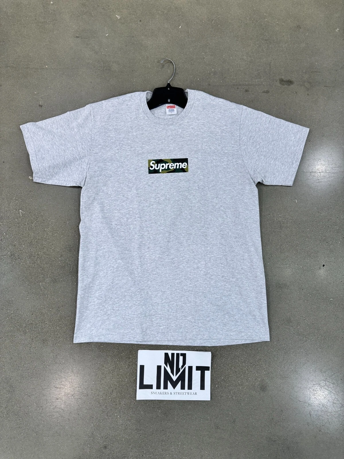 NEUF T shirt Supreme Camo Box Logo gris cendre TAILLE GRAND ENVOI RAPIDE