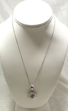 925 Sterling Silver Snowflake With CZ Stones 18" Chain/Necklace 5.5 Grams.