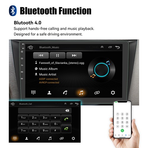 4G+64G 9" Android 13 CarPlay Doble 2 DIN Coche Estéreo GPS Navegación FM con AHD - Imagen 8 de 14