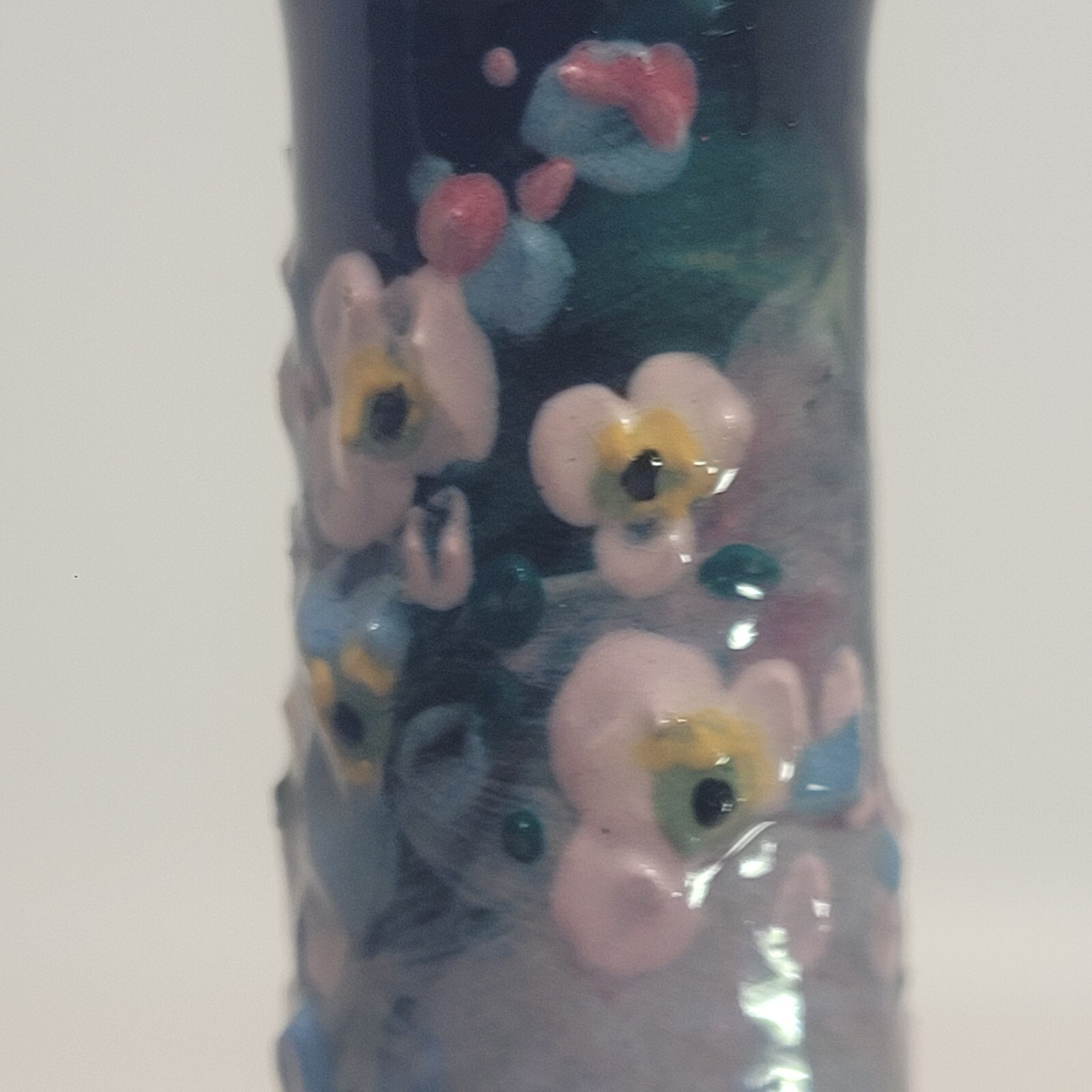 Weller Etna Bud Vase Handpainted Raised Flower ARTS & CRAFTS Style 5.75" READ