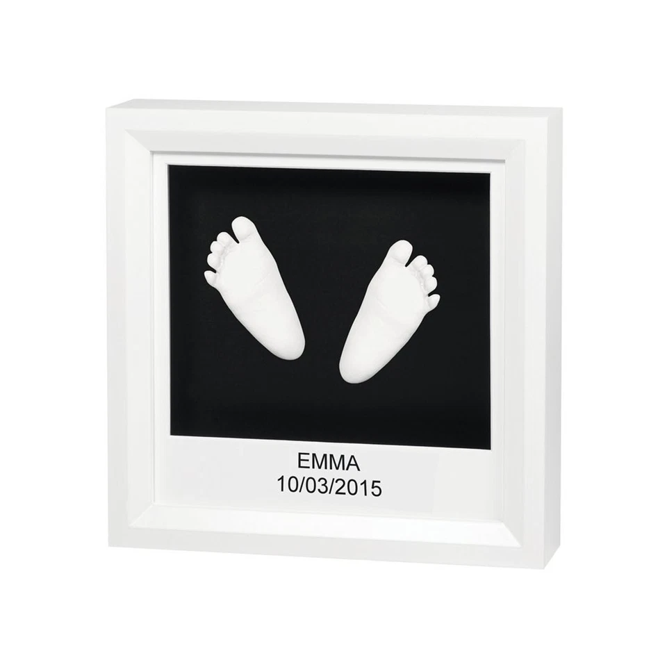 MY SWEET MEMORIES 3D Baby Hand & Fuß Gipsabdruck Komplettset 21x21x5 cm Schwarz Weiß Bilderrahmen