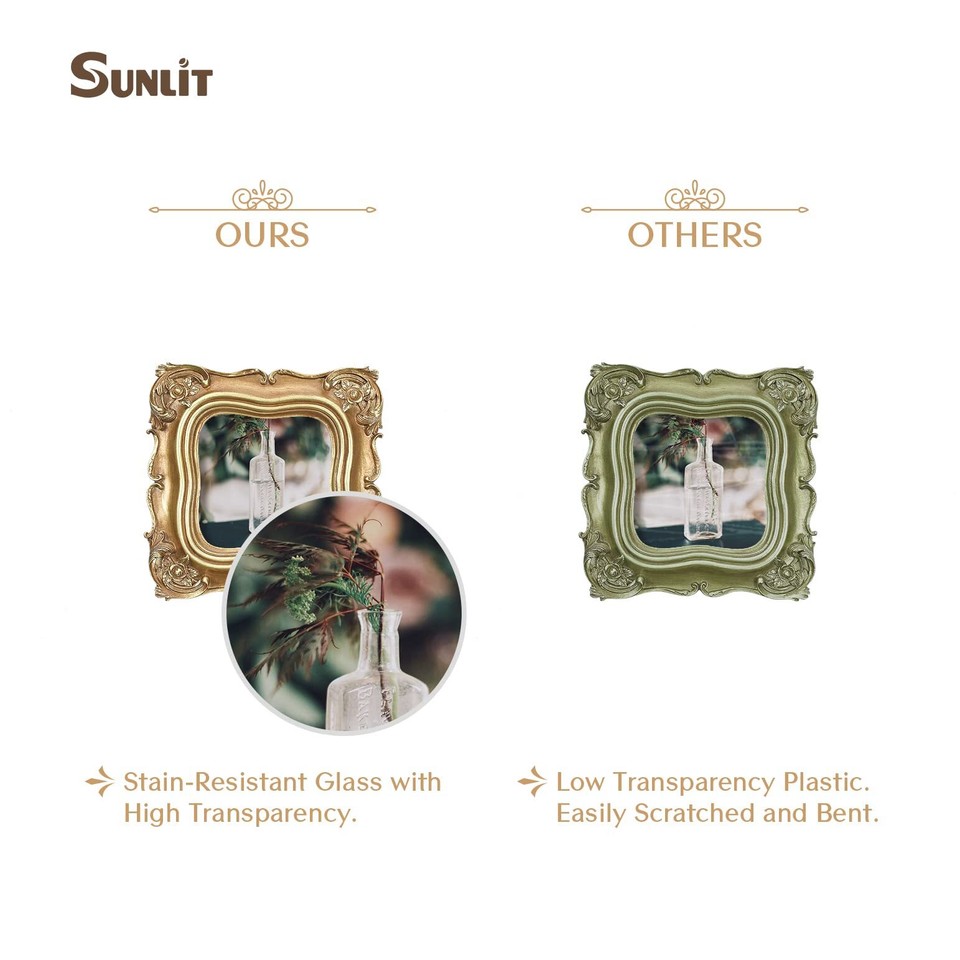 Vintage Picture Frame 4x4 Inch, Luxury Antique Square Photo Frames with