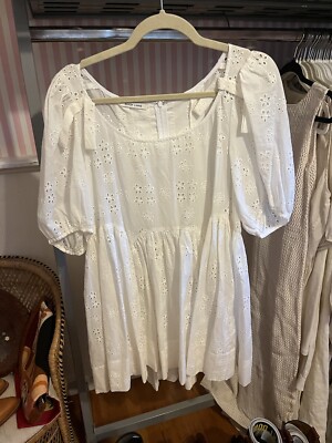 Sandy Liang Hugo Dress Eyelet Babydoll Size 12 