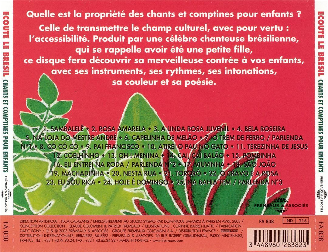 TECA CALAZANS ÉCOUTE LE BRÉSIL: CHANTS ET COMPTINES POUR ENFANTS NEW CD