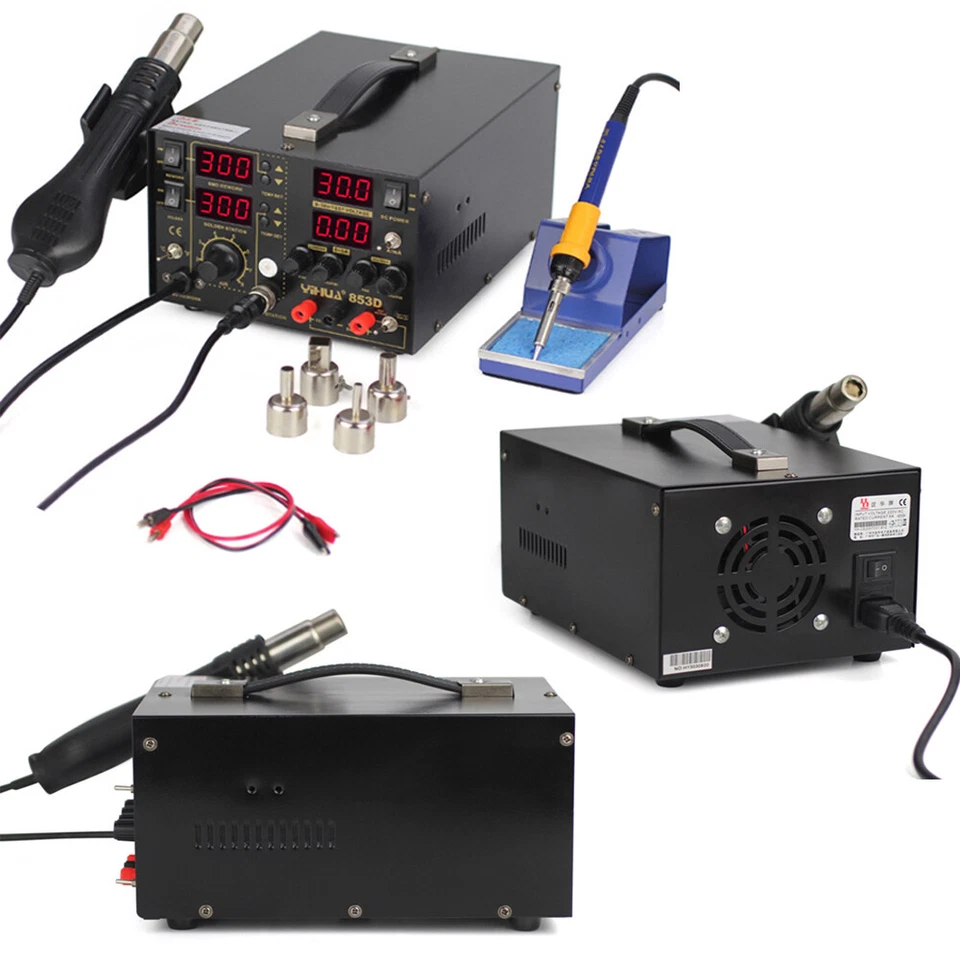 YIHUA 853D 5A 3In1 BGA Rework Soldering Station Hot Air Gun SMD Solder Iron Tool - Image 4 of 4