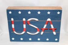 Primitives By Kathy Slat Box Sign USA 4th of July Rustic Home Decor Patriotic