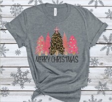 NEW MERRY CHRISTMAS LEOPARD AND PINK TREES SWEATSHIRT