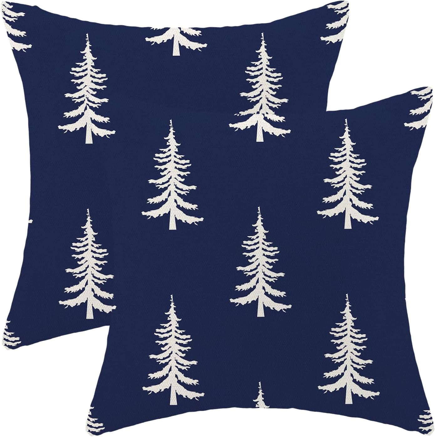 18x18 Navy Blue Christmas Tree Pillow Covers Set of 2 for Holiday Decor-image