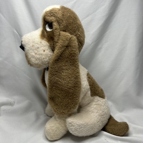 Juguete de peluche realista Basset Hound de 13" vintage años 70 cosido en Haití - Imagen 4 de 9