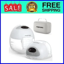 FEBFOXS Breast Pump Hands Free, 2 Pack Breastfeeding Pump