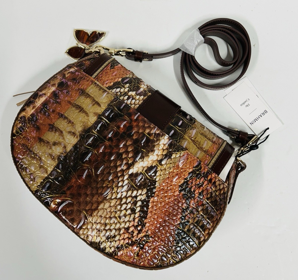 BRAHMIN NWT PECAN SPICEWOOD CYNTHIA CROSSBODY BAG ~ GENUINE