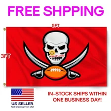 Tampa Bay Buccaneers 3X5 Foot Flag NFL Skull Logo Banner Us Seller Fast FREE Shi