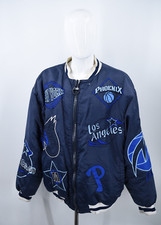 Vintage Dtek Embroidered Basketball Patches Satin Insulated Bomber Jacket 3XL