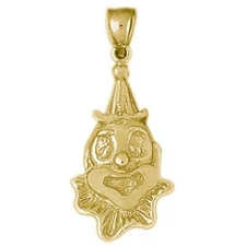 New 14k Gold Clown Pendant