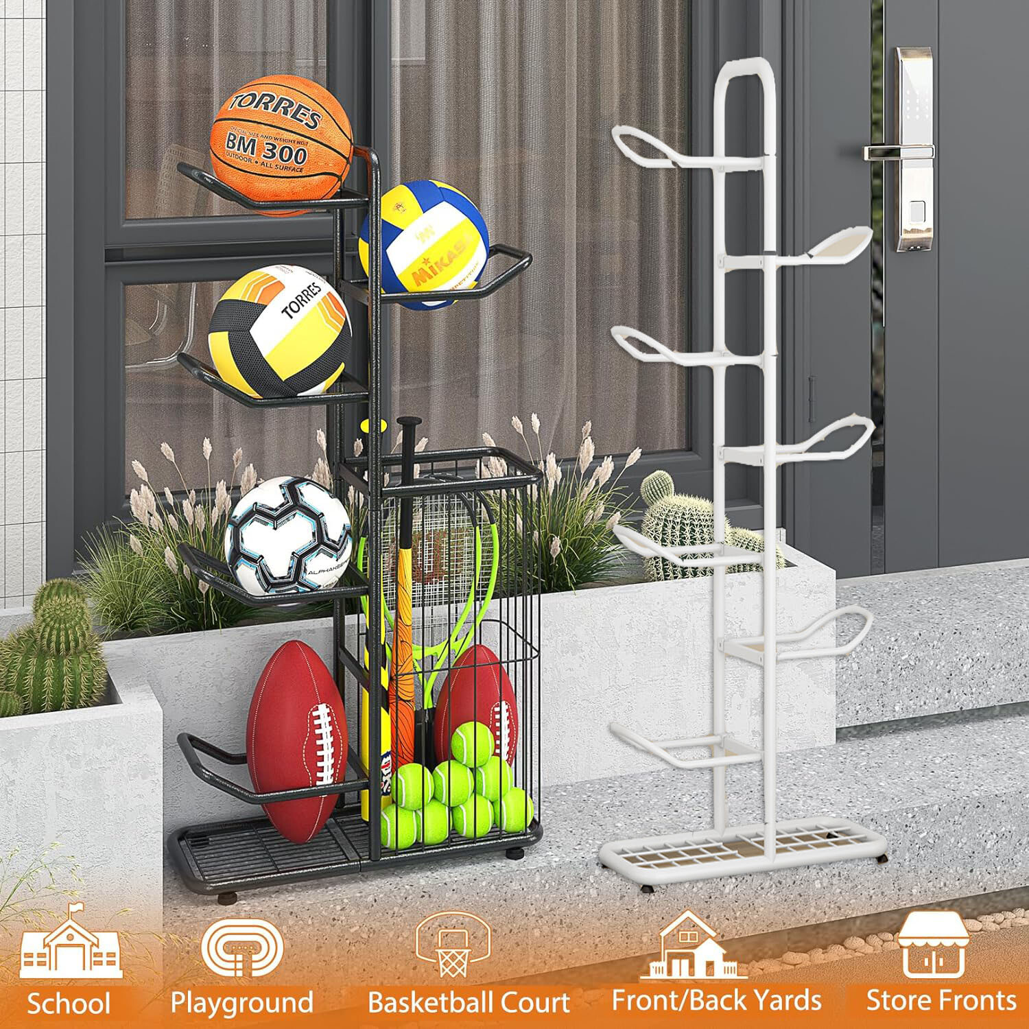 Basketball Soccer Ball Storage Rack Holder Sport Ball Organizer Display