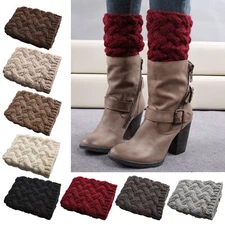 Women Cable Knitted Solid Cozy Boot Cuffs Socks Short Thick Winter Leg Warmers