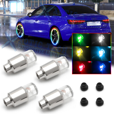 For Audi A4 A3 A5 A6 TT RGB LED Tire Tyre Valve Stem Flash Wheel Cap Light Lamps