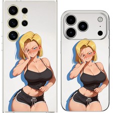 Android 18 Lewd Sexy Shy Waifu DBZ Case Cover Silicone / Shockproof / MagSaf