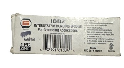GALVAN IBBZ INTERSYSTEM BONDING BRIDGE FOR GROUNDING APPLICATIONS, ZINC