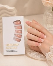 K&uuml;nstliche Fingern&auml;gel Press On Kunstn&auml;gel 24 St&uuml;ck French Rosa Blumen  lang