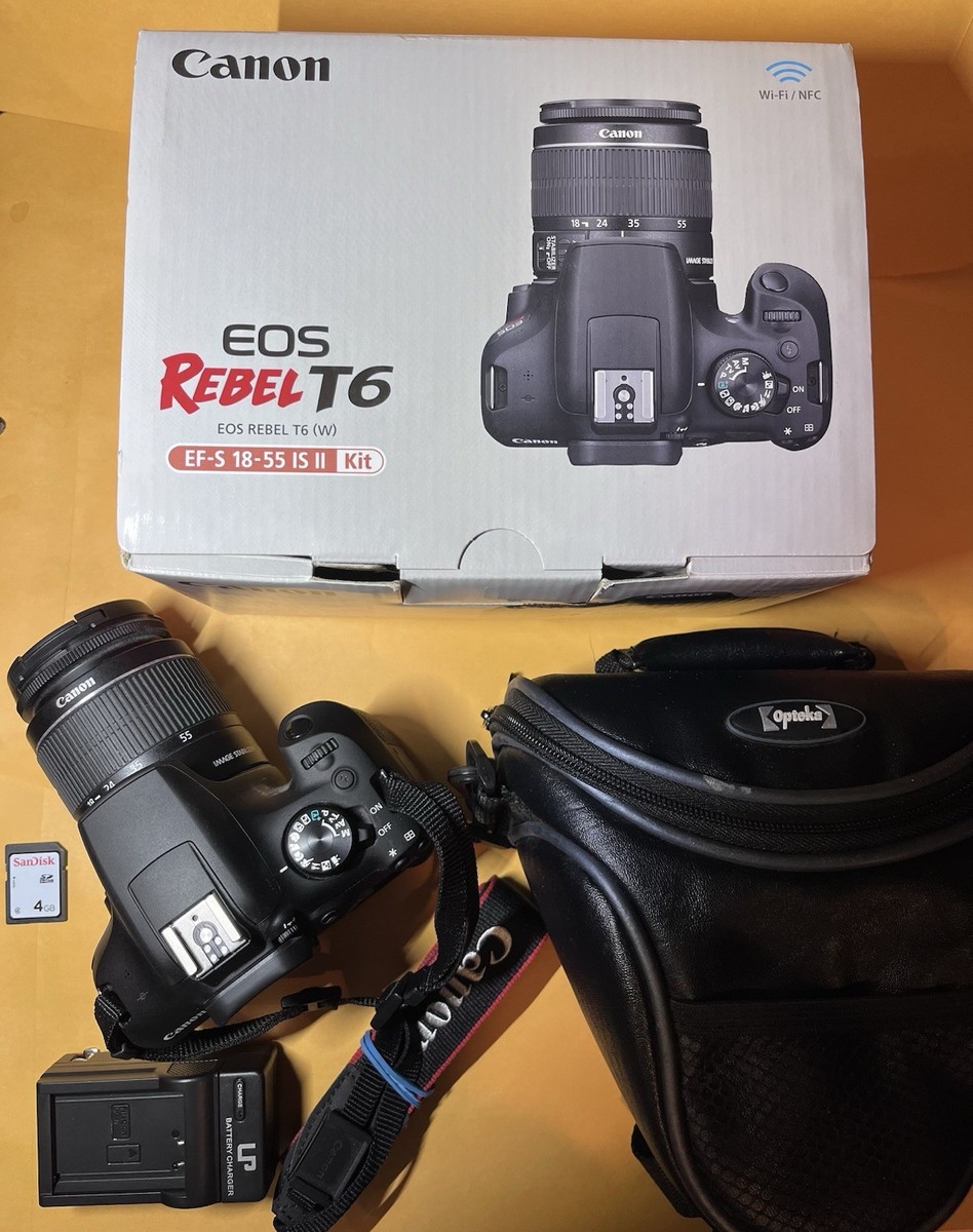 Canon EOS Rebel T6 DSLR Camera w/ EF-S 18-55mm Lens, Box, Case, SD 