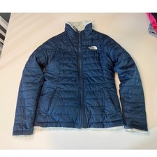 The North Face Girls Mossbud Swirl Reversible Jacket Blue Fleece Size M 10/12