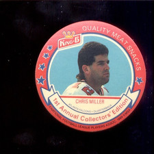 1989 King B CHRIS MILLER Atlanta Falcons Rare Disc Rookie Card. rookie card picture