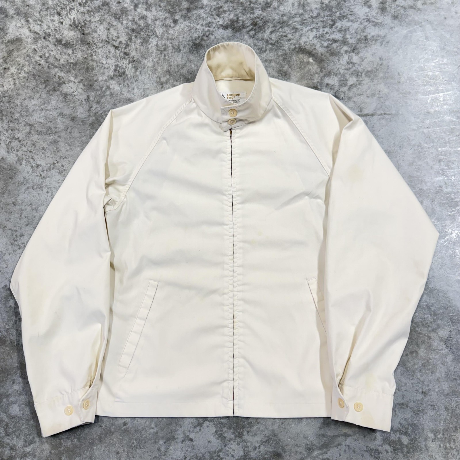 Vintage London Fog Jacket Mens 40 Long White Cotton Blend Windbreaker Harrington