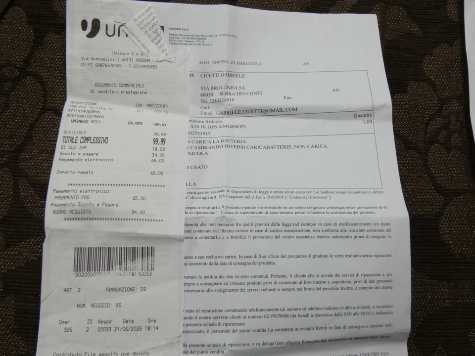 Acer Tablet 10,1" ICONIA TAB A10 21 Silver - Nuovo - Immagine 4 di 4