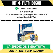 KIT BOSCH 4 Filtri tagliando per VW Polo Van 1.2 TDI BlueMotion 55 kw Diesel ...