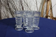 Vintage Set of 7 Jeannette Glass Co. PARFAIT / JUICE GLASSES - Ripple Design