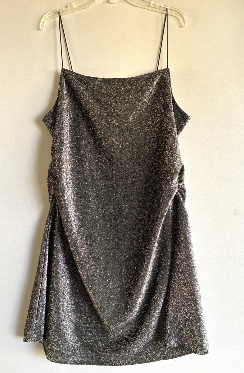 h and m metallic dress H & M NWT black lined dress sheath metallic gold trim at neck sz 6