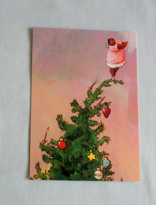 1x Postkarten Humor ENGEL einfach mal anders BAUM Weihnachten  Angela Holzmann