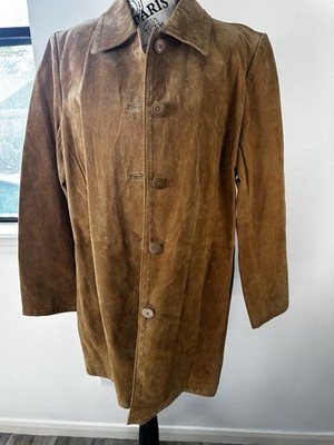 Outbrook Leather Women s Jacket Tan Trench Coat Sz Large 12/14 