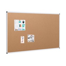 VIZ-PRO Large Cork Bulletin Board, 60 X 48 Inches, Wall-Mounted Corkboard wit...